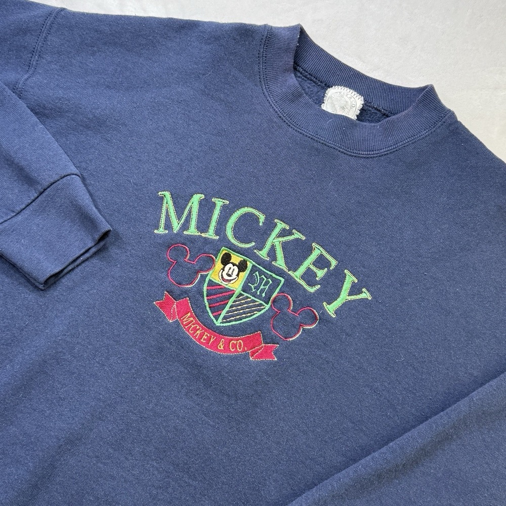 Vintage Mickey & Co Crewneck Sweatshirt Navy Embroidered Disney‎ 90s L